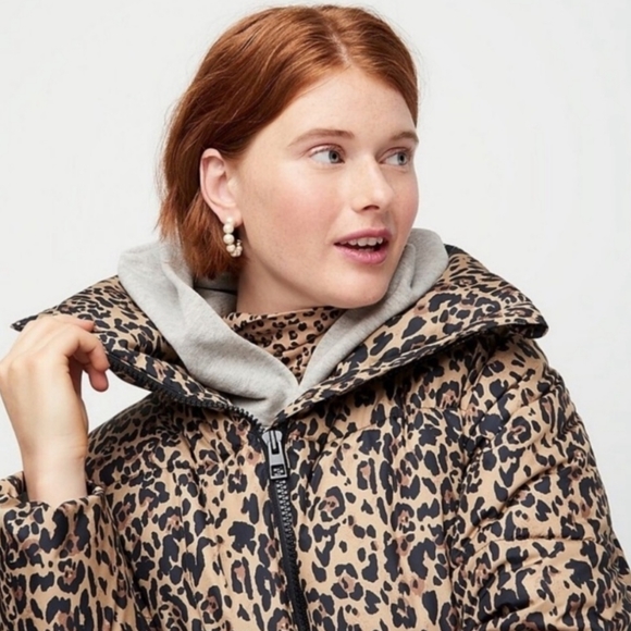 JCrew Leopard Long Belted Puffer - Picture 3 of 7